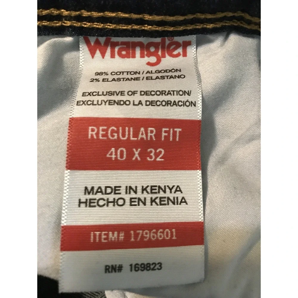 2- Wrangler Men's Classic W Back Pockets 5 Pocket Jeans Cotton Regular Fit 40x32